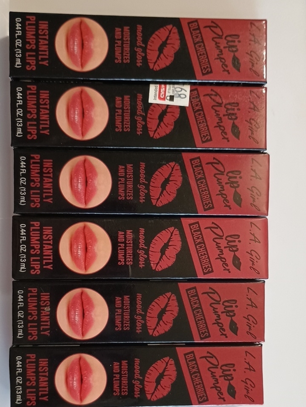 6 x LA Girl Tinted Lip Plumper, Black Cherry GLP530